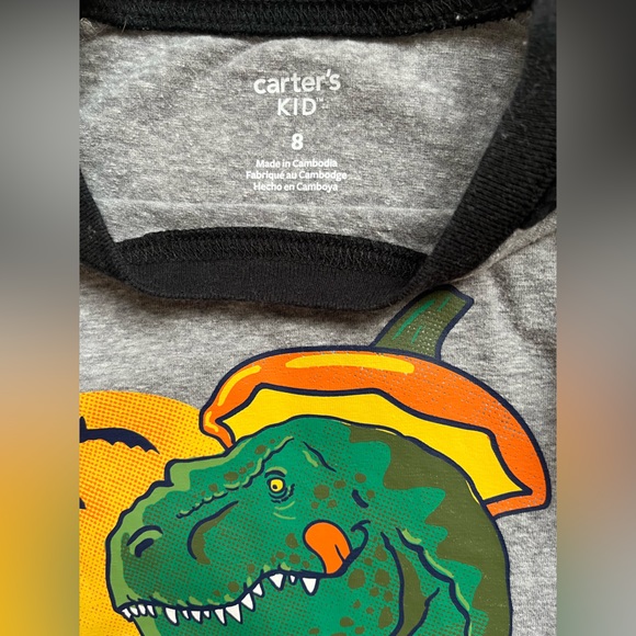 Kids Carter's Halloween Dinosaur Shirt Long Sleeve Size Kid 8 - Picture 5 of 6